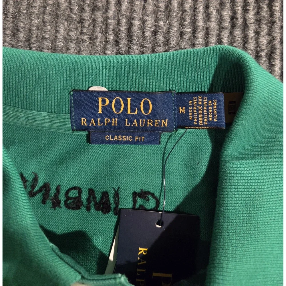 NWT Polo Ralph Lauren Men's M Classic-Fit Peace Climb Love Green Polo Shirt Embr